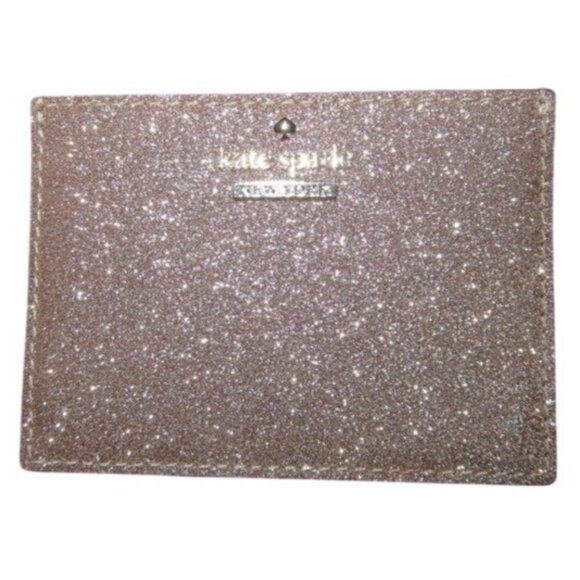 Kate Spade Rose Gold Glitter Chain Crossbody clutch with matching Card Holder - Picture 11 of 12